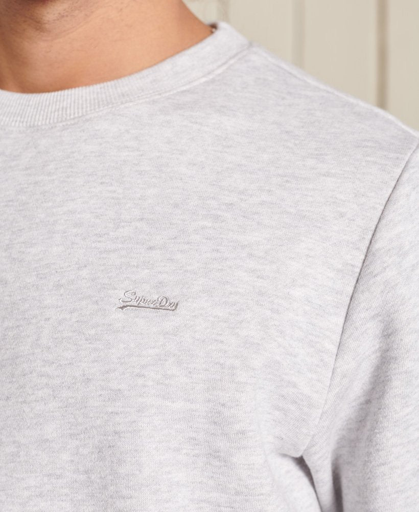 SUPERDRY Vintage logo Glacier Grey Marl Crew Sweatshirt Glacier Grey Marl model front view