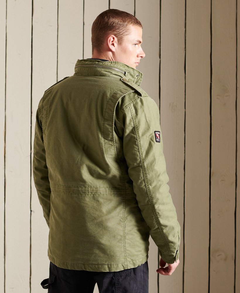 Men's M65 borg lined Dark Khaki jacket -Back View