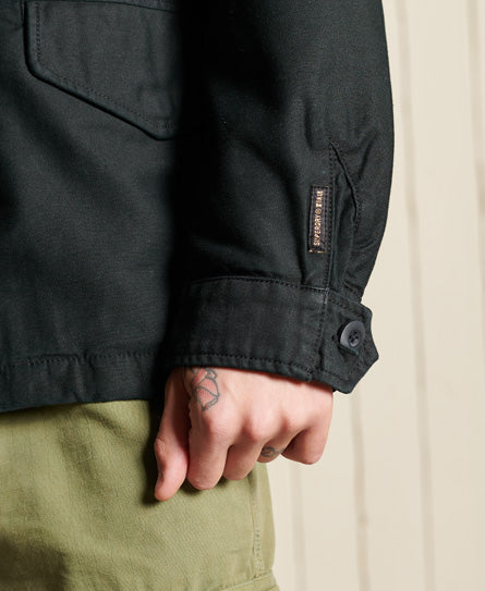 Men's M65 borg lined Jet Black jacket -Sleeve detail view