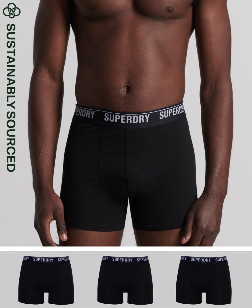 SUPERDRY Boxer Multi Triple Pack Black/Black Optic Black/Black Optic front view