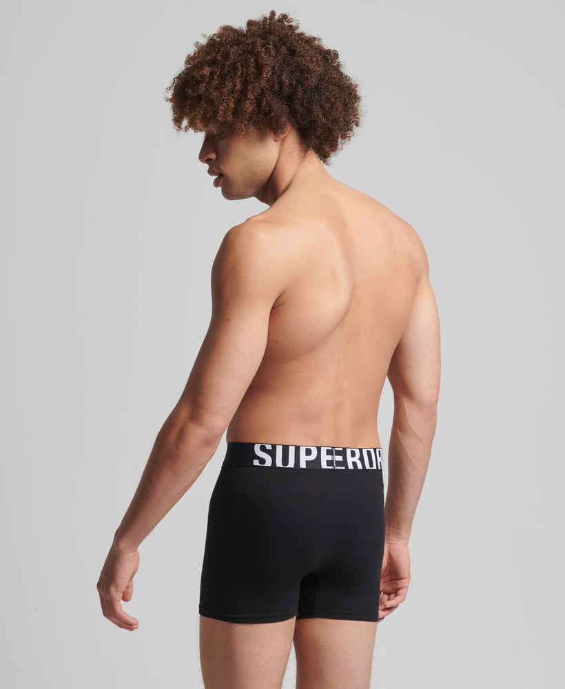 SUPERDRY Boxer Dual Logo Double Pack Black/Black Optic Black/Black Optic model front view