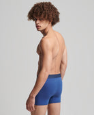 SUPERDRY Boxer Multi Double Pack Bright Blue/Navy Marl Bright Blue/Navy Marl model front view