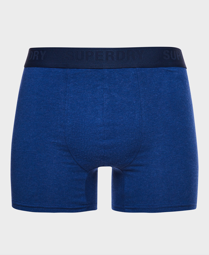 SUPERDRY Boxer Multi Double Pack Bright Blue/Navy Marl Bright Blue/Navy Marl back view