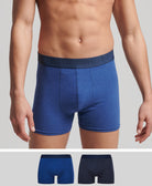 SUPERDRY Boxer Multi Double Pack Bright Blue/Navy Marl Bright Blue/Navy Marl front view