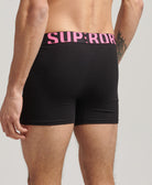 SUPERDRY Boxer dual logo double pack Black/Black Fluro Black/Black Fluro model front view
