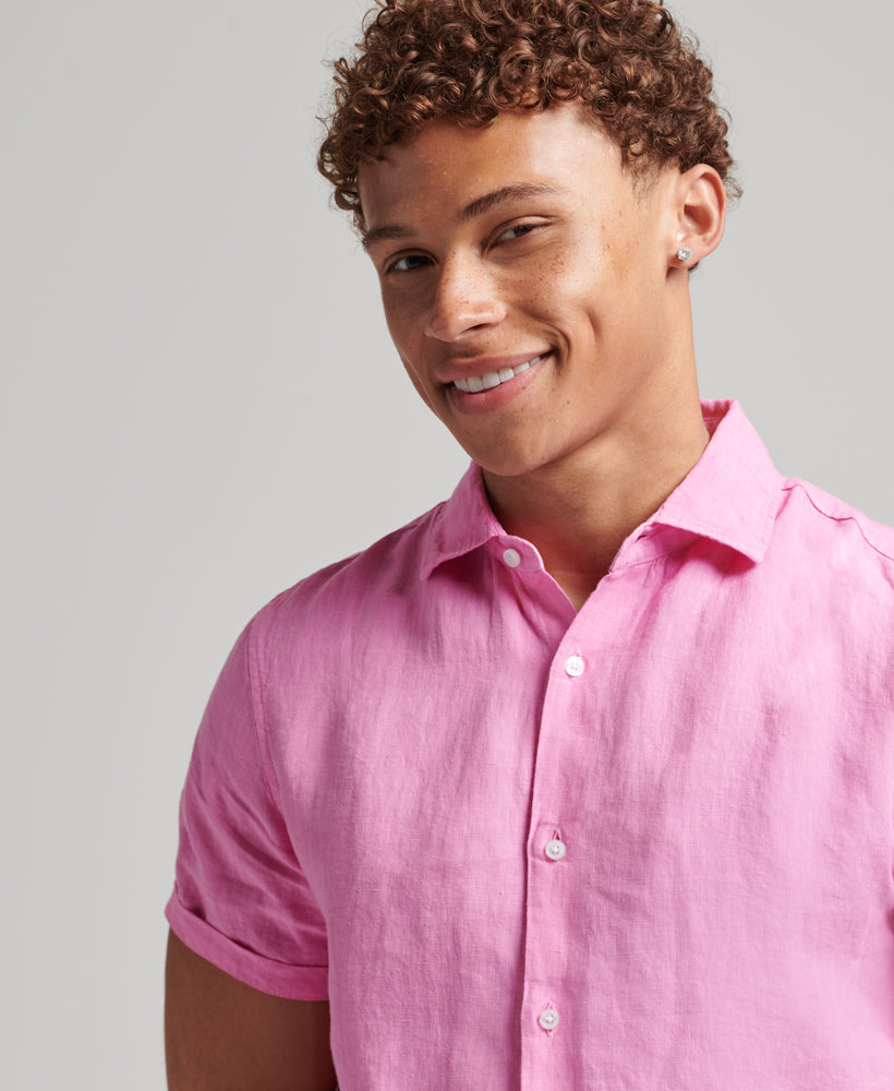 Studios Casual Linen S/S Shirt Fuchsia Pink collar