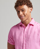 SUPERDRY Studios Casual Linen S/S Shirt Fuchsia Pink Fuchsia Pink detail view