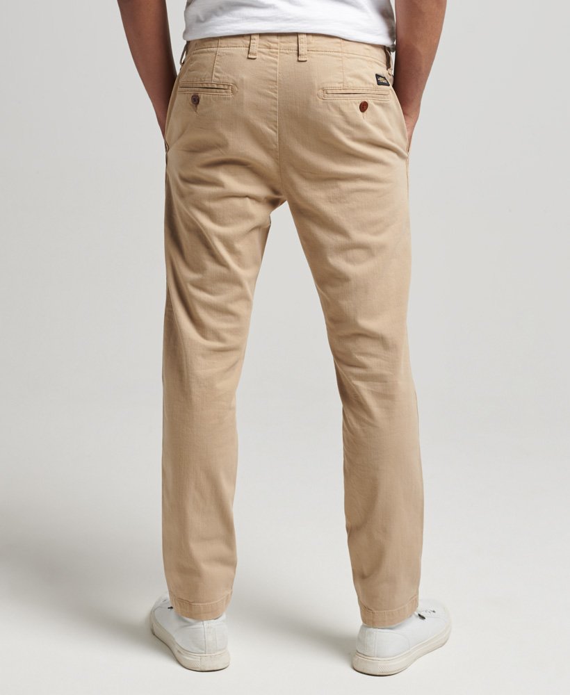 SUPERDRY Officers Slim Beige Chino Stonewash model front view