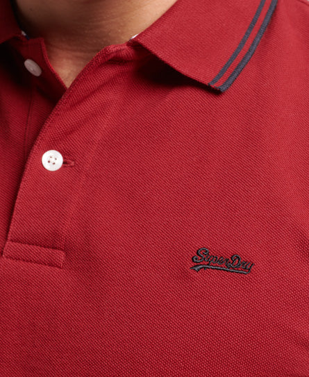 Men's Vintage Tipped Short Sleeve Polo Red/Navy-Logo View