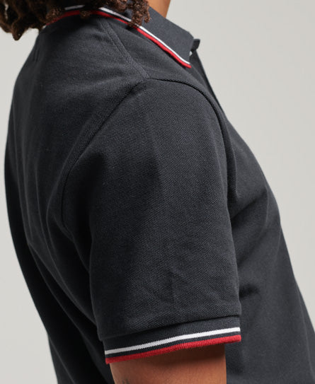 Vintage Tipped s/s Polo Dark Navy/Red arm