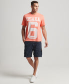 SUPERDRY Code Classic Osaka Fusion Coral tee Fusion Coral model front view