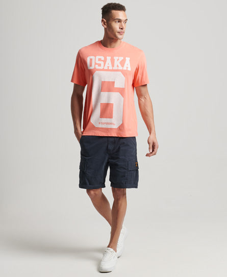 SUPERDRY Code Classic Osaka Fusion Coral tee Fusion Coral model front view