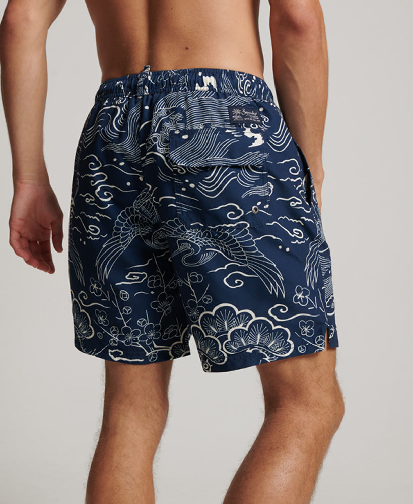 SUPERDRY Vintage Hawaiian Swimshort Horaizu Indigo Horaizu Indigo model front view