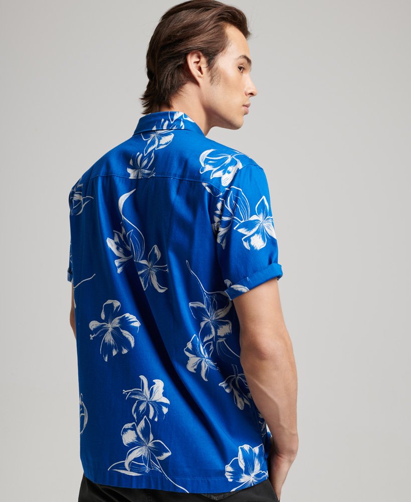 Vintage Hawaiian S/S Shirt Mono Hibiscus Cobalt back