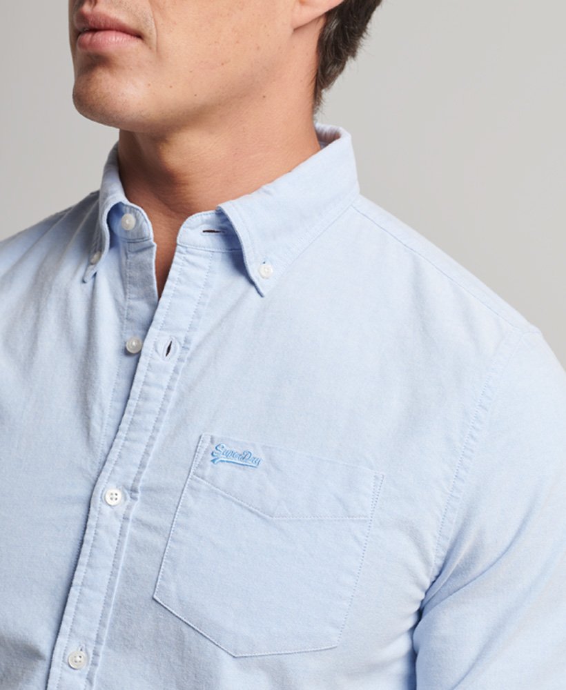 Vintage Washed Oxford Shirt Classic Blue Oxford-Collar detail view