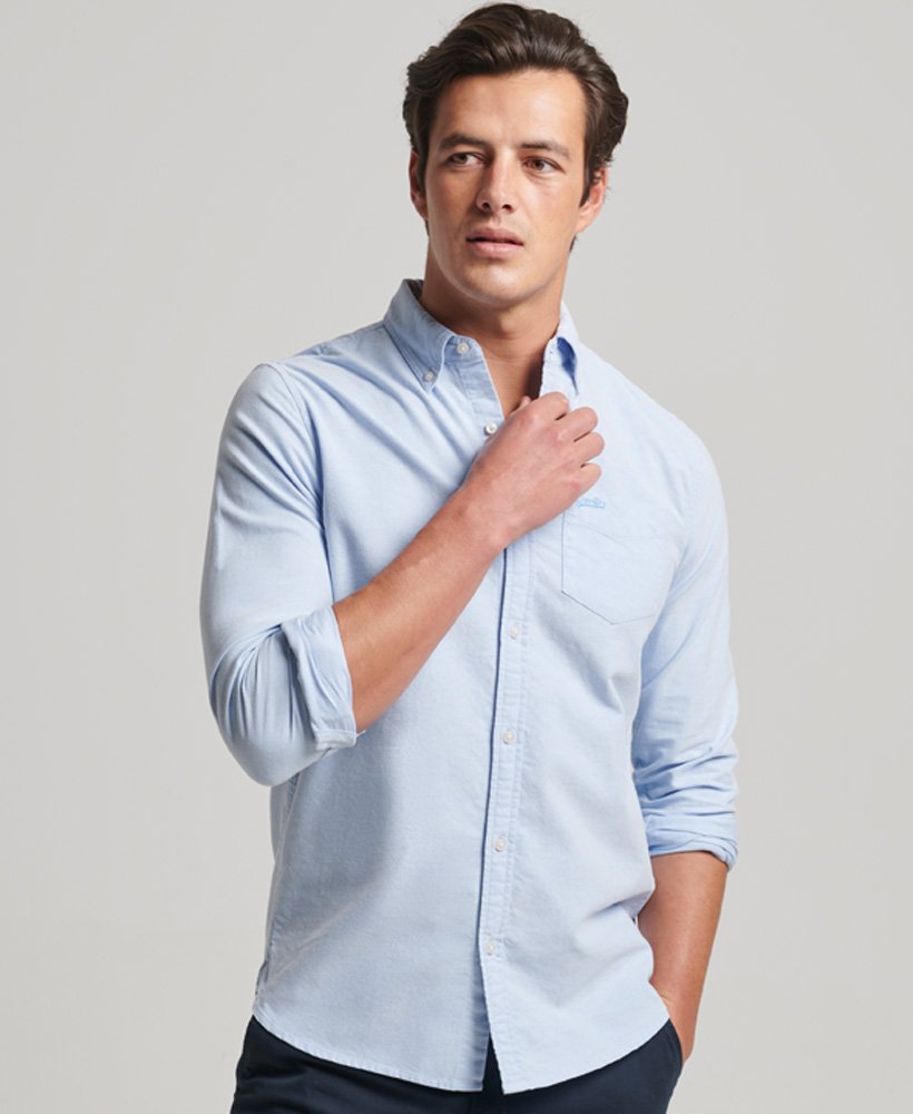 SUPERDRY Vintage Washed Oxford Shirt Classic Blue Oxford Classic Blue Oxford front view