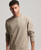 SUPERDRY Code Essential Overdyed Crew Stone Dark Grey Stone Dark Grey model front view