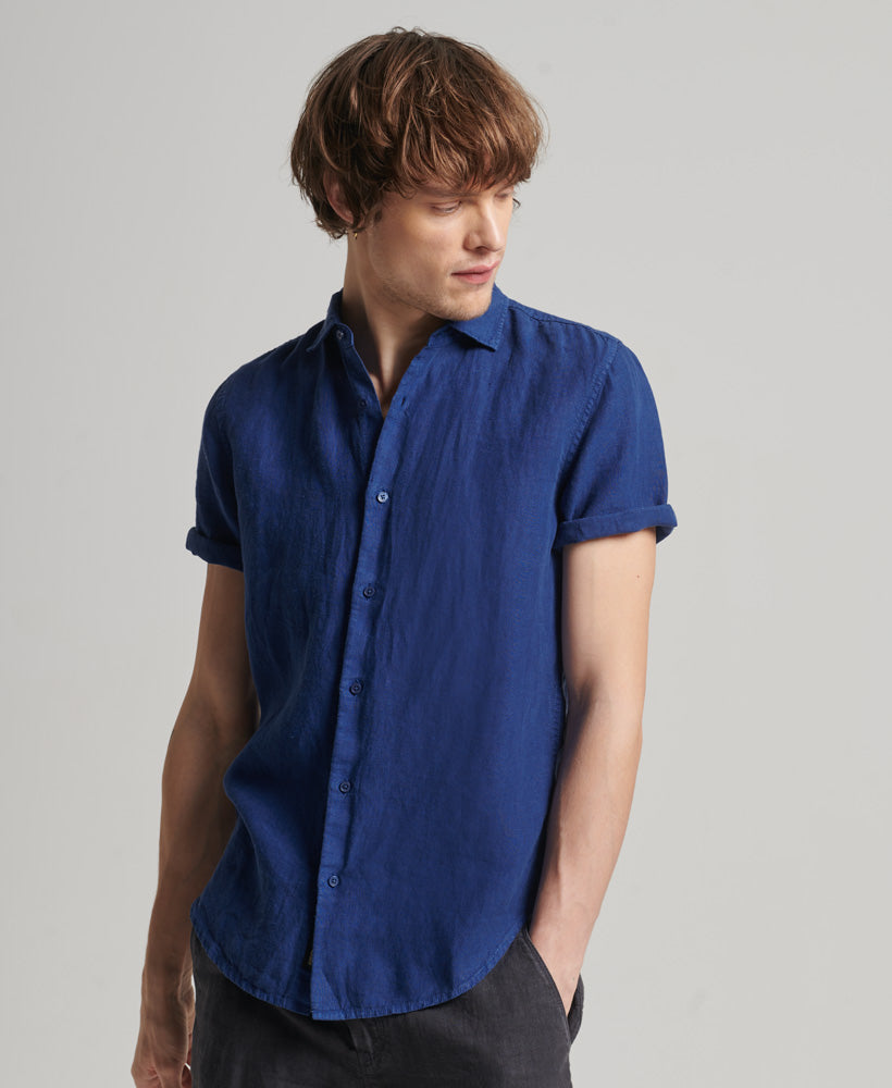 SUPERDRY Studios Casual Linen Short Sleeve Shirt Twilight Navy Twilight Navy front view