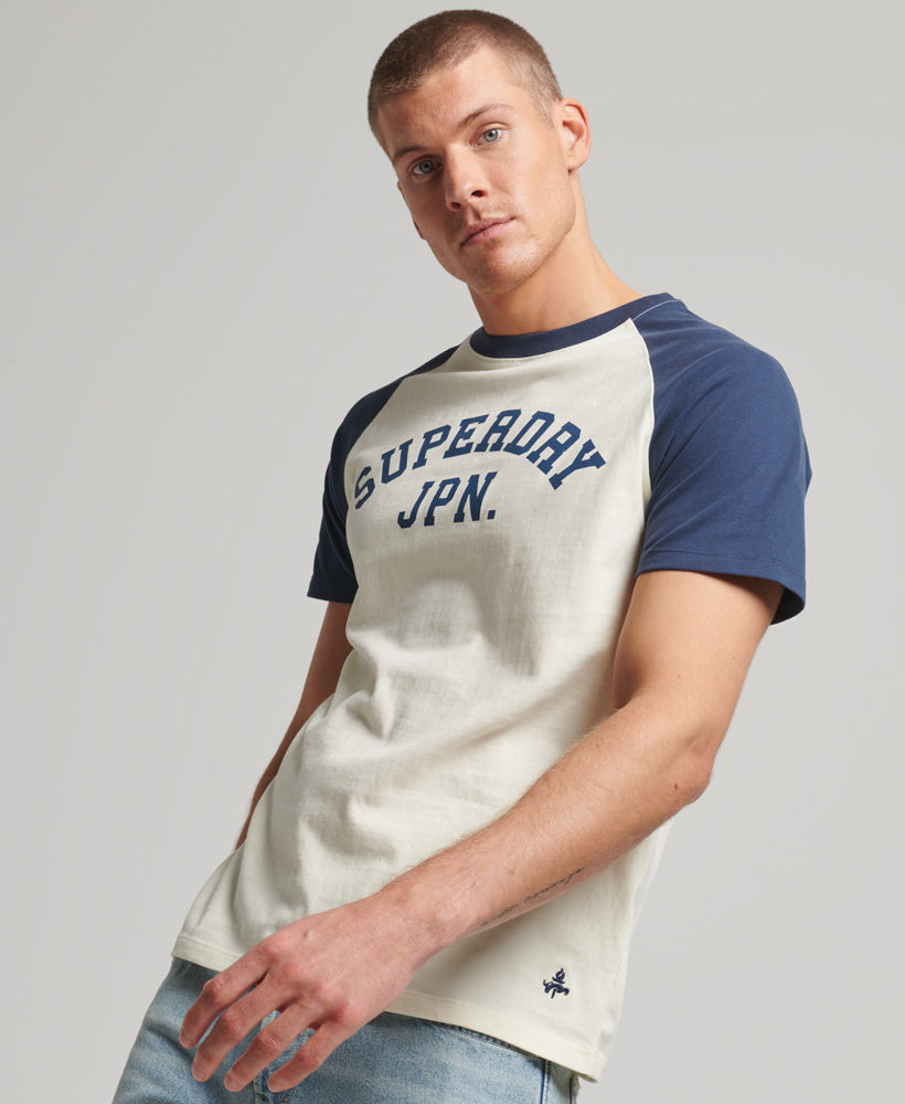 SUPERDRY Vintage Gym Ath Raglan Tee Navy/winter Cream Navy/Winter Cream front view