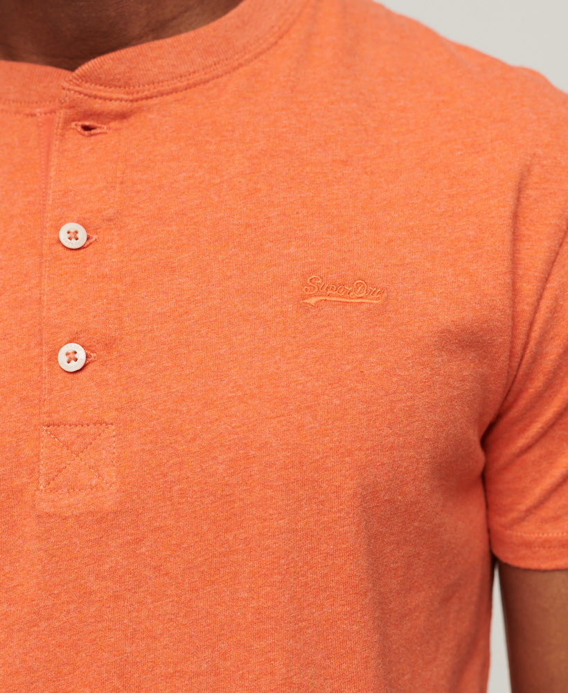 SUPERDRY Vintage Logo Emb Short Sleeve Henley Fire Orange Marl Fire Orange Marl detail view