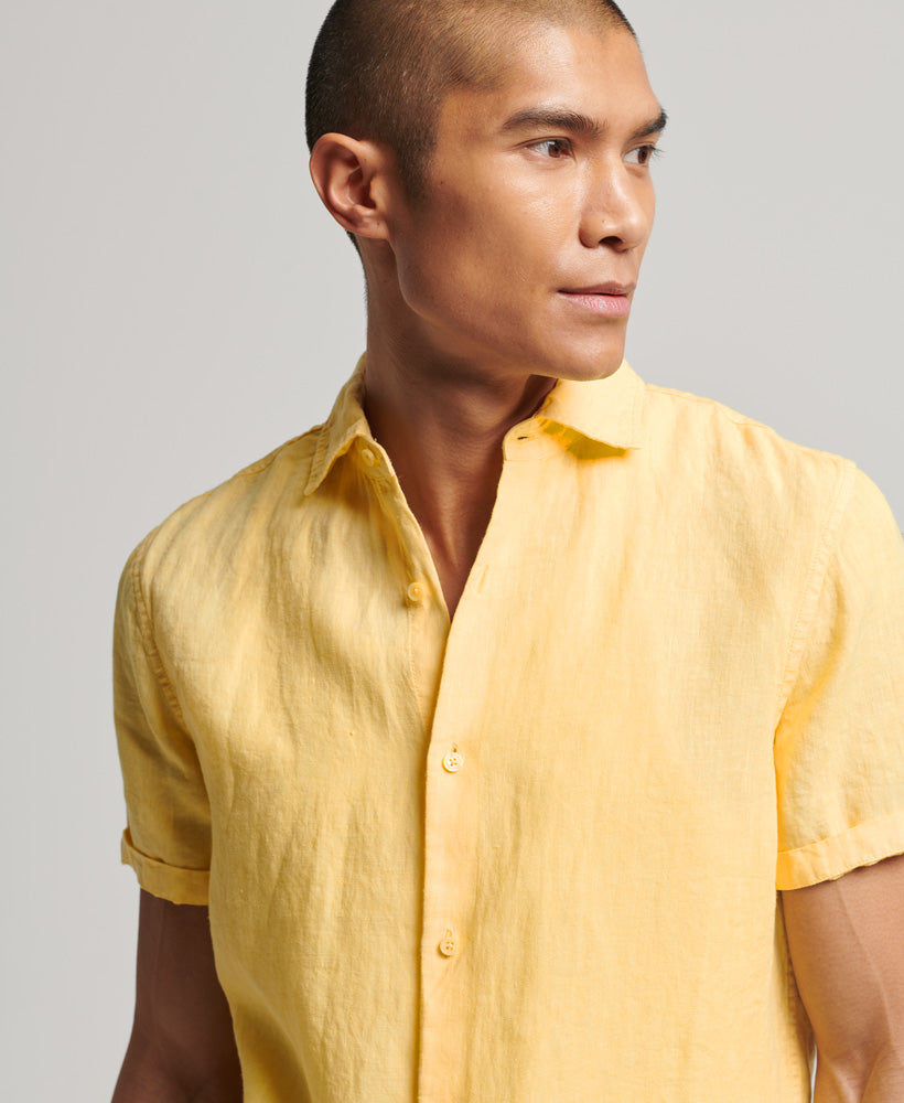 SUPERDRY Studios Casual Linen S/S Shirt Aspen Gold Aspen Gold detail view